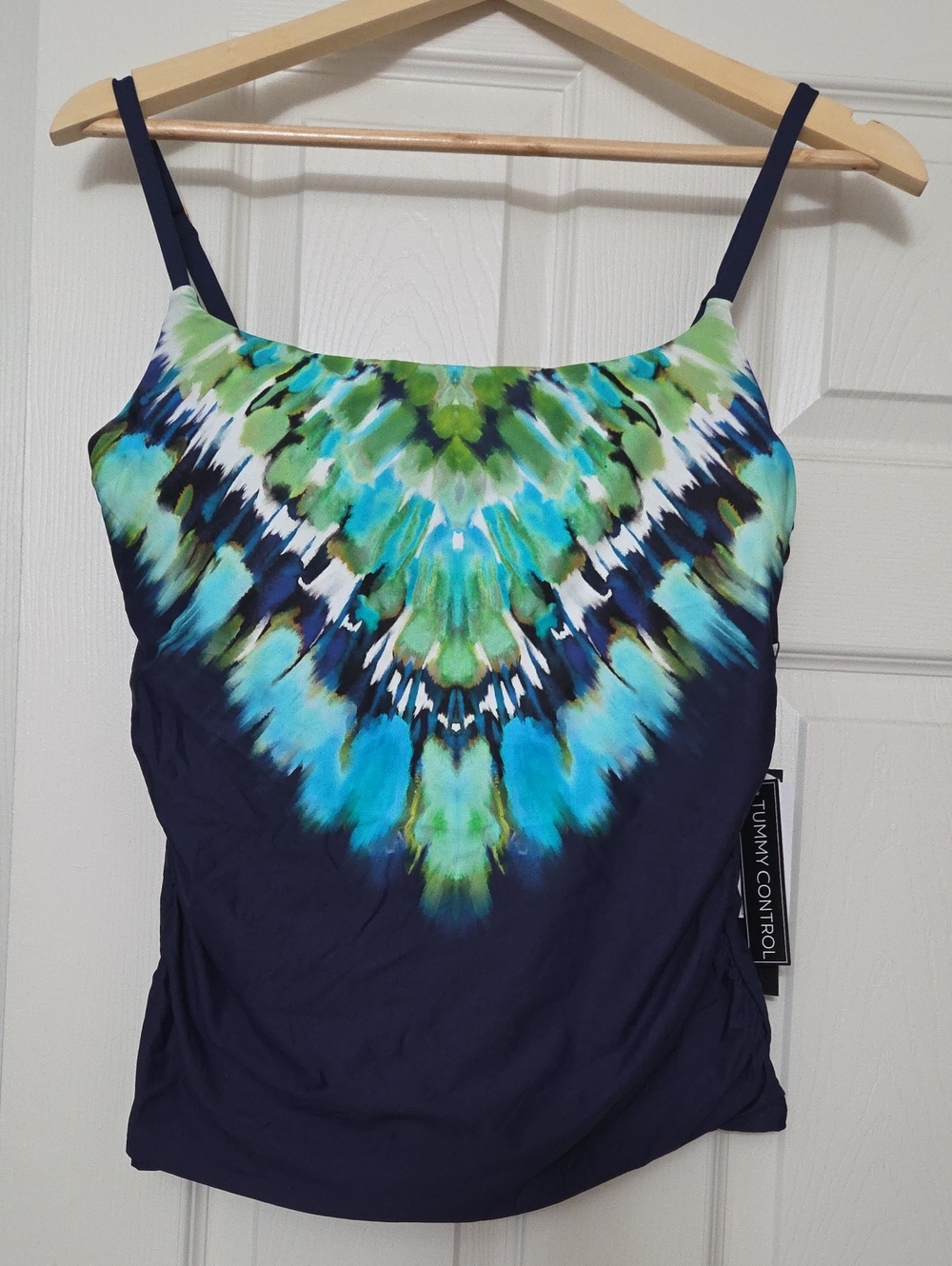 La Blanca Navy Blue & Teal Tie-Dye Pattern Camisole